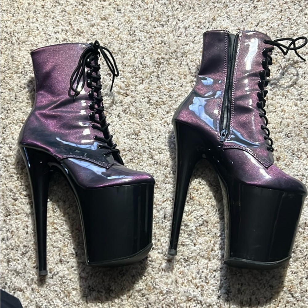 Sparkly purple flamingo pleasers size 7 RESERVED